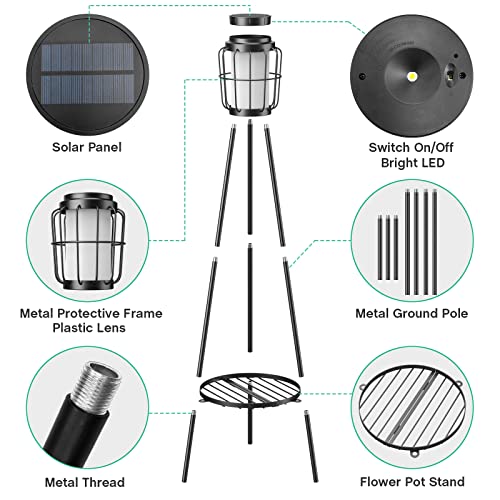 2 Pack Solar Lights Outdoor with Plant Stands - Metal Tripod Patio Decor M835880