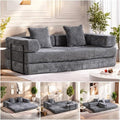 Convertible Floor Sofa Bed with Pillow Back and Armrest, Chenille, Dark Gray N4509