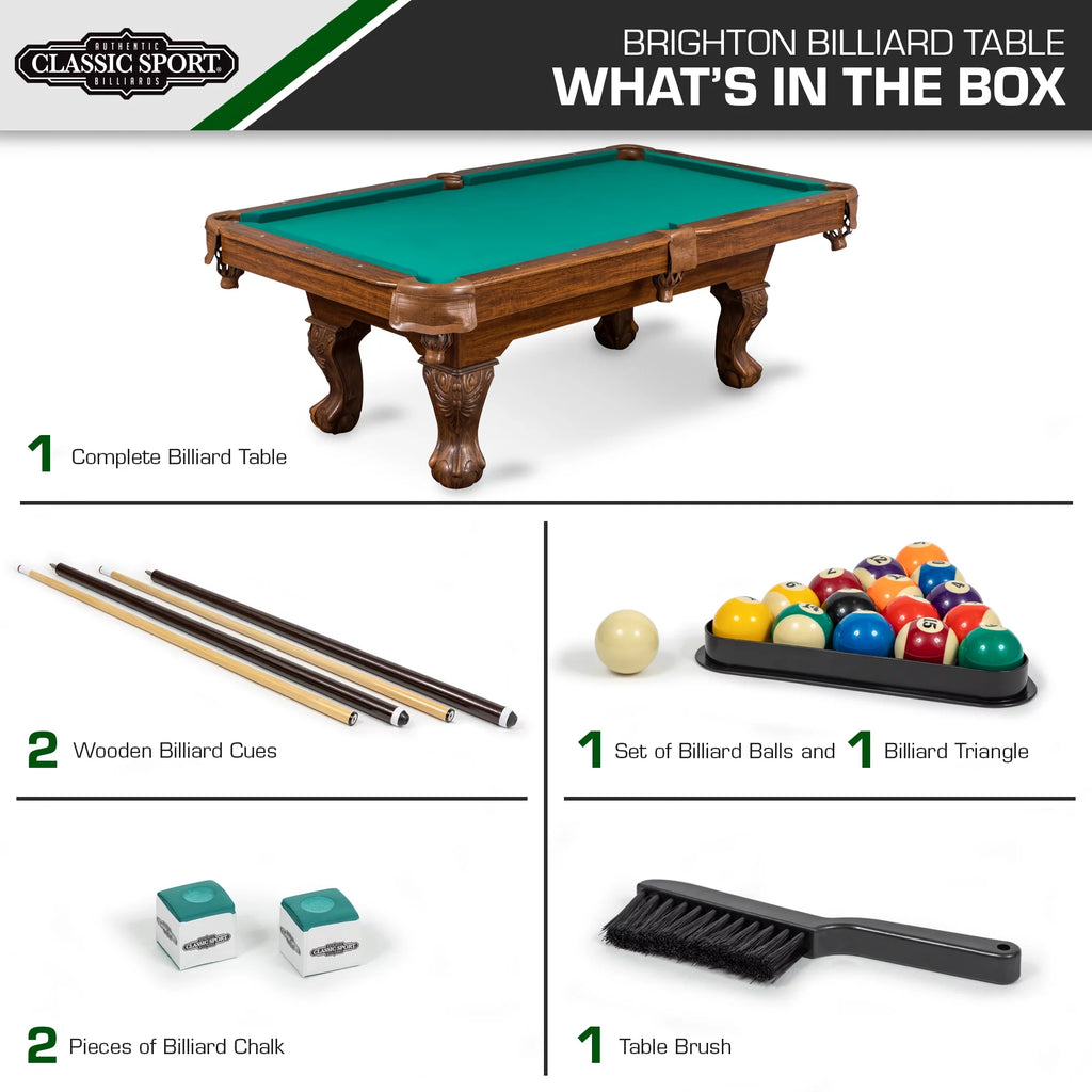 Classic Sports Brighton 87" Billiard Pool Table in Green E773477