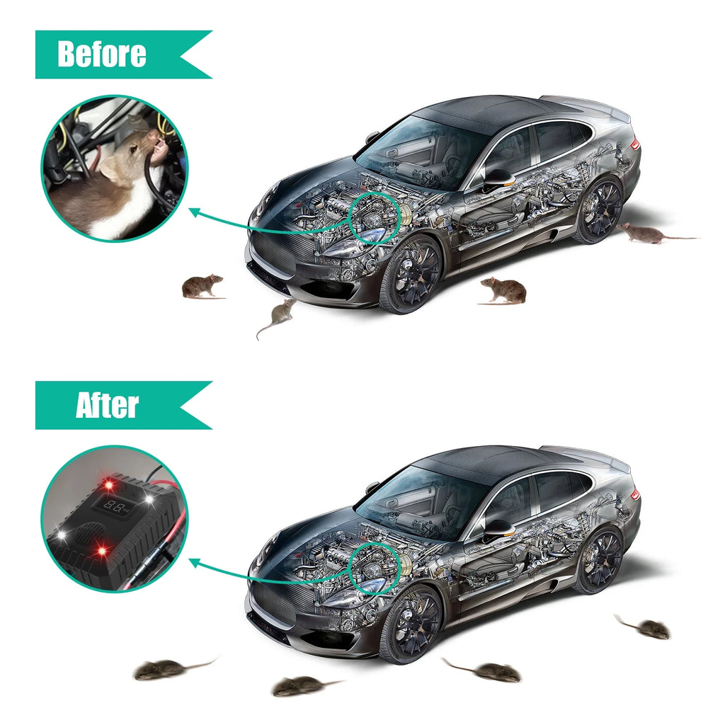 4 Pack Ultrasonic Rodent Repellent for Car Engines with LED U323