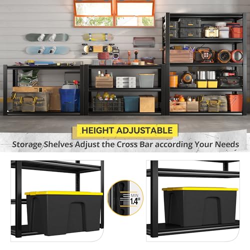 REIBII 48" W Garage Shelving 3000LBS Heavy Duty Metal Storage Shelves J429