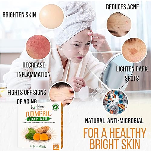 Turmeric Soap Bar for Face & Body, Skin Brightening, 5oz, Made in USA J1349