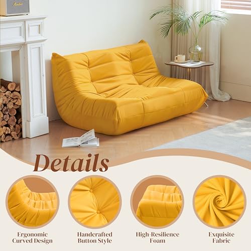 Bean Bag Chair for Adults Suede Microfiber Fireside Floor Chair 3-Seater Beige F151744
