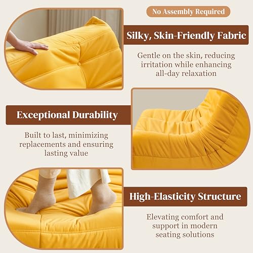 Bean Bag Chair for Adults Suede Microfiber Fireside Floor Chair 3-Seater Beige F151744