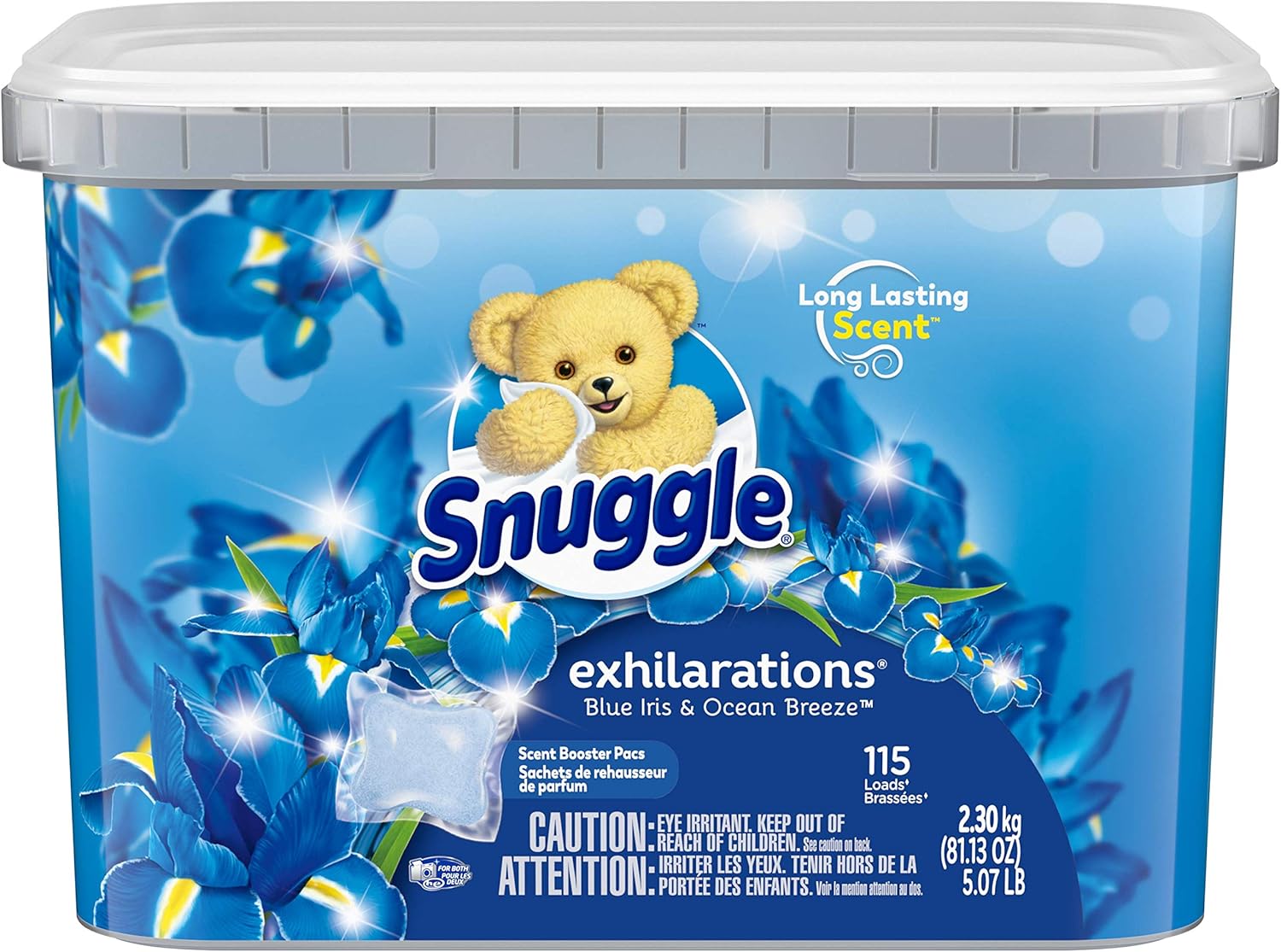 Snuggle Scent Boosters In-Wash Laundry Scent Pacs, Blue Iris Bliss & Ocean Breeze, 115 Count D1368