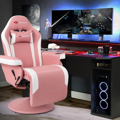 Goplus Massage Gaming Chair, Racing Recliner with Footrest, PU Leather N121