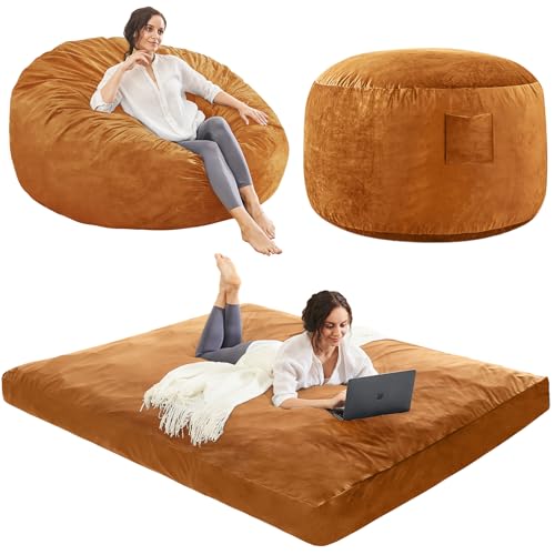 Giant Bean Bag Chair for Adults Convertible Bed with Microfiber Cover Charcoal G62613