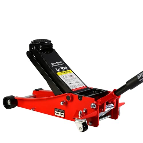 Pvillez Floor Jack, Heavy Duty Hydraulic Low Profile Steel Racing Jack, 2 Ton Capacity Blue H10635
