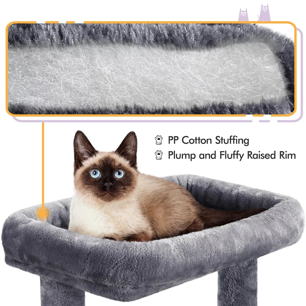 Topeakmart 40-in Cat Tree Tower with Condo Perch, Dark Gray M5481