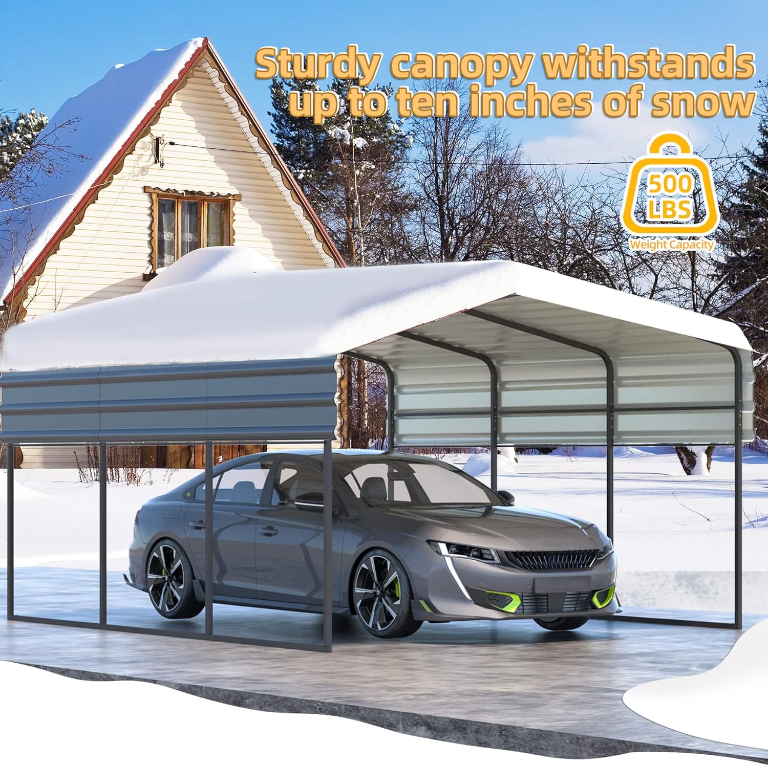 MELLCOM 12 x 20 ft Carport with Galvanized Steel Roof W82817