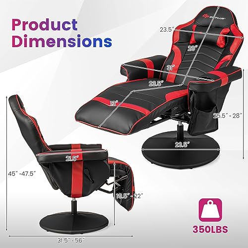 Goplus Massage Gaming Chair, Racing Recliner with Footrest, PU Leather N121