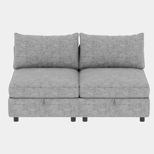 Oversized Modular Sectional Sofa with Movable Ottomans, U-Shaped Chenille J2923