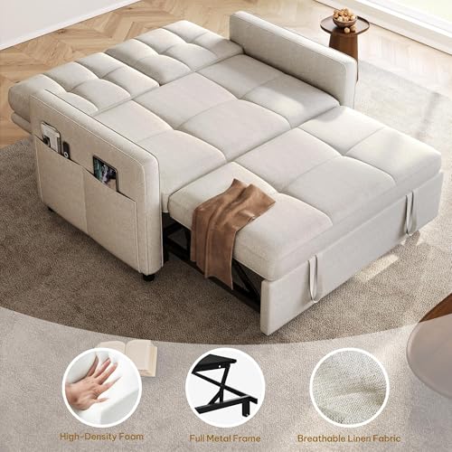 YITAHOME 55" Convertible Sofa Bed 3-in-1 Sleeper Sofa with Iron Frame, Grey L176893