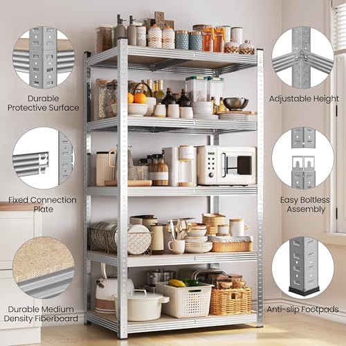 Yaheetech 5-Tier Heavy Duty Garage Shelving Unit, Adjustable Metal Storage Rack, Blue J339478