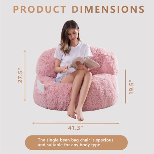 BYBYME Giant Faux Fur Bean Bag Chair for Adults with Filler T1937