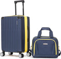 Rockland Hardside Spinner Wheel Carry On with Tote Luggage Set, Navy