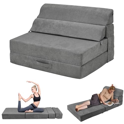 Comfy Folding Sofa Bed Grey Convertible Sleeper Chair Couch M171120