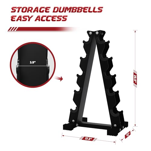 BalanceFrom Rubber Coated Hex Dumbbell Set with Storage Rack R8486