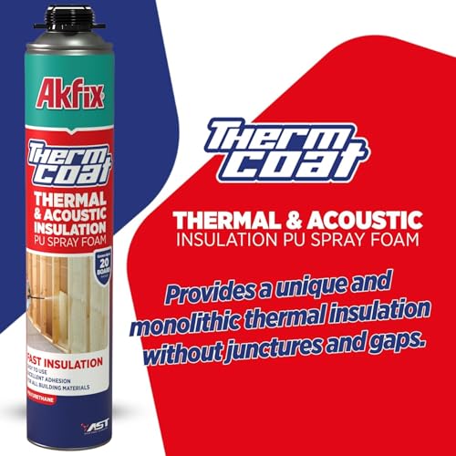Akfix Thermcoat Spray Foam Insulation Kit, Closed Cell Polyurethane, Gun & Cleaner Included E708271