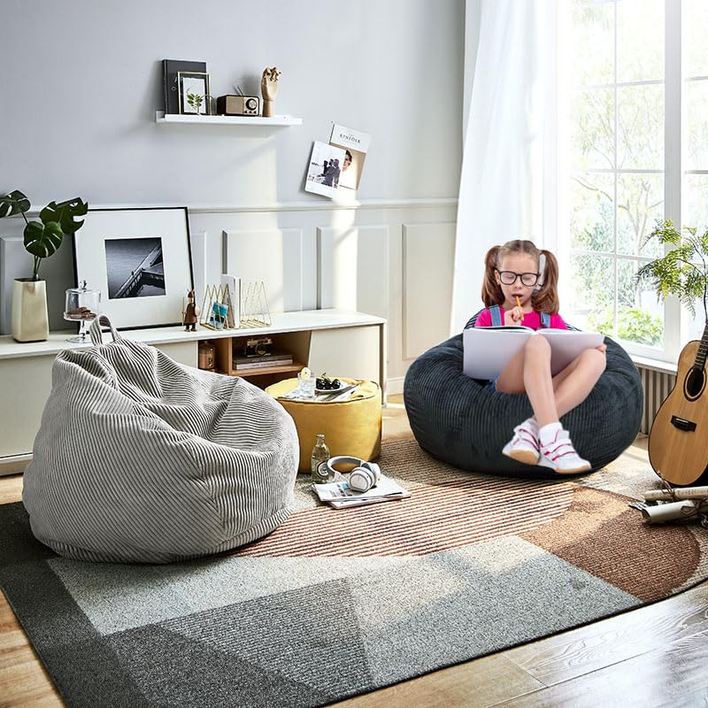 Faux Fur Bean Bag Chair for Adults with Filling, Blue J1419