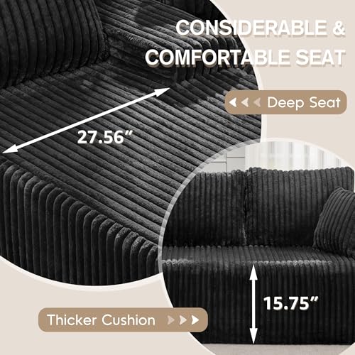 Modular Sectional Sofa L-Shape Couch with Oversized Chaise, Grey Stripe I49459