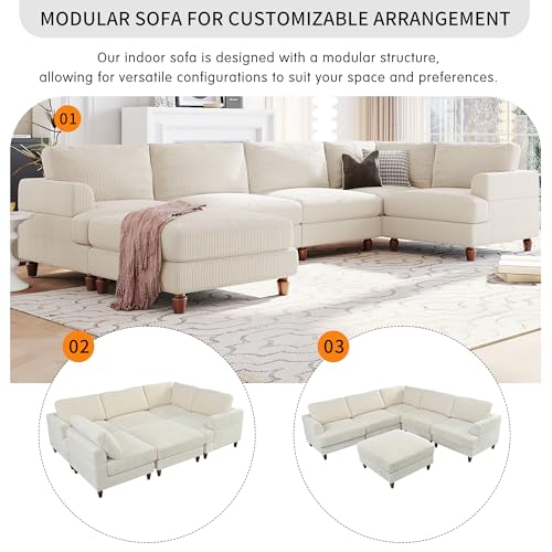 Oversized Modular Sectional Sofa with Movable Ottoman E909