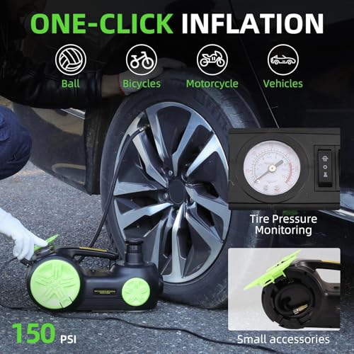 12V 5 Ton Electric Car Jack with Integrated Tire Pump for SUV Truck Sedan X6558