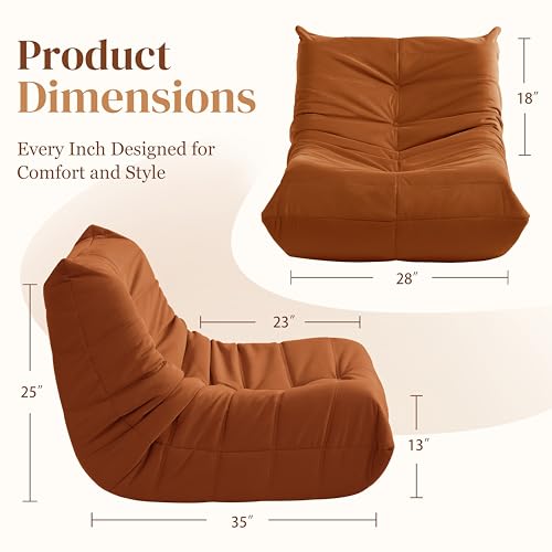 Bean Bag Chair for Adults Suede Microfiber Fireside Floor Chair 3-Seater Beige F151744