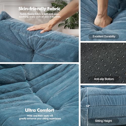Bean Bag Chair Big Sofa for Adults with Memory Foam, Black Plush A2357