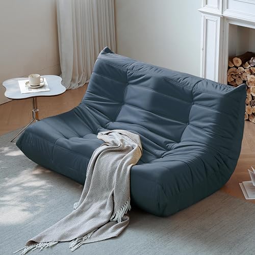 Bean Bag Chair for Adults Suede Microfiber Fireside Floor Chair 3-Seater Beige F151744