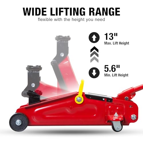 BIG RED Torin Hydraulic Trolley Floor Jack with Storage Case, 1.5 Ton Capacity, Black J906585