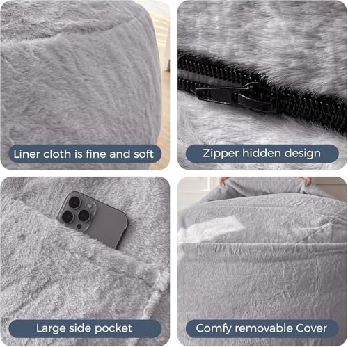MAXYOYO Giant Bean Bag Chair Bed for Adults, Convertible Floor Sofa G466
