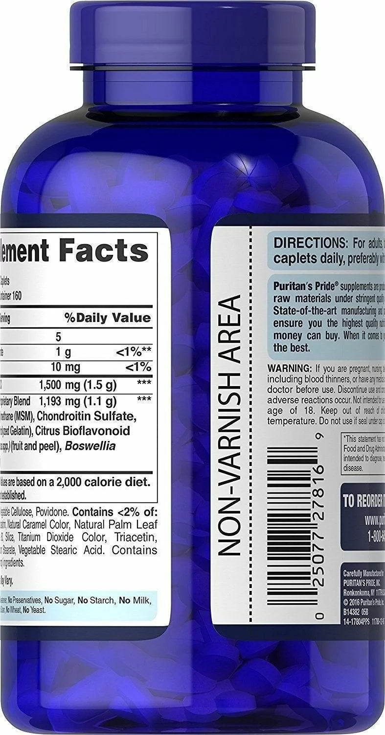 Puritan's Pride Double Strength Glucosamine Chondroitin MSM Joint Soother, 480 Count W1412