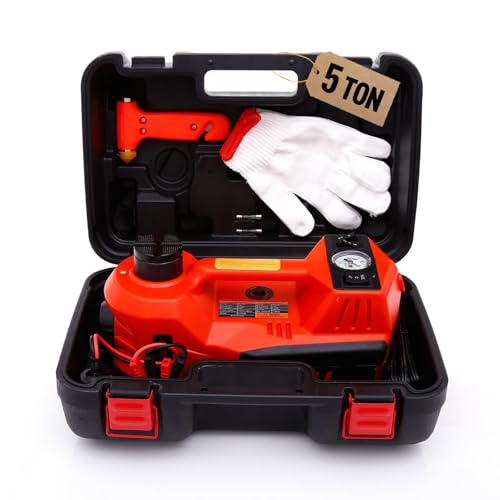 12V 5 Ton Electric Car Jack with Integrated Tire Pump for SUV Truck Sedan X6558