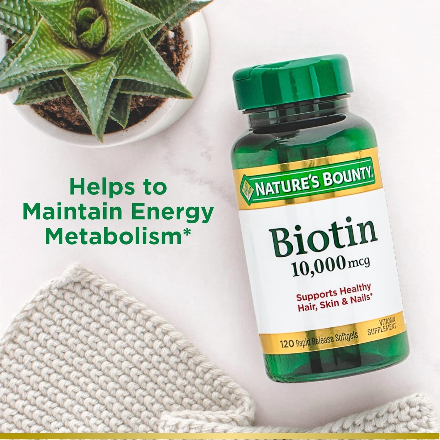Nature's Bounty Biotin 10000 mcg Rapid Release Softgels, 120 Ct V50636