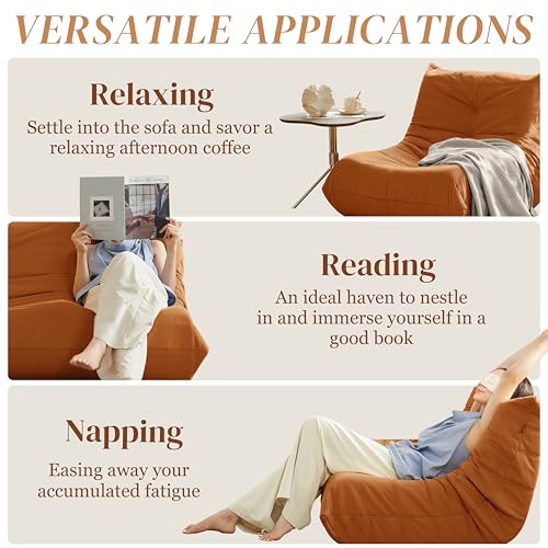 Bean Bag Chair for Adults Suede Microfiber Fireside Floor Chair 3-Seater Beige F151744