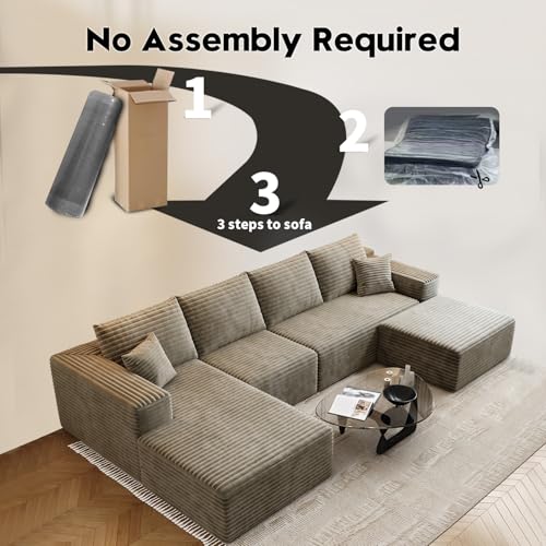 Cloud Modular Sectional Sofa with Ottoman, U Shaped, Black M332378