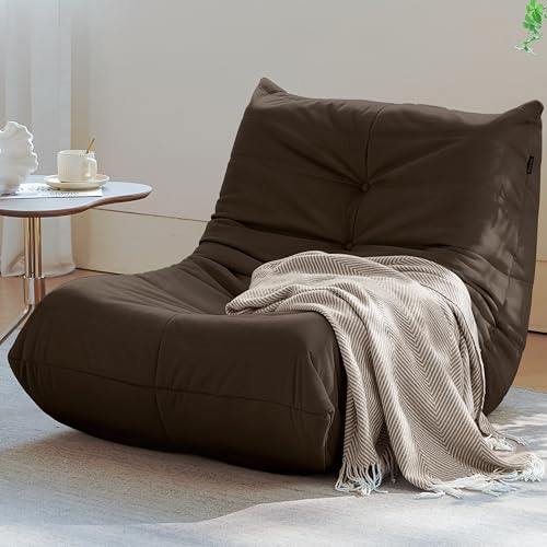 Bean Bag Chair for Adults Suede Microfiber Fireside Floor Chair 3-Seater Beige F151744