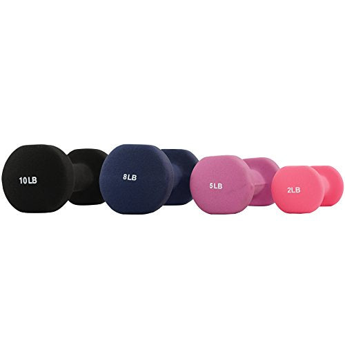 Sunny Health & Fitness Neoprene Coated Hex Dumbbell, Sold in Pairs F81825