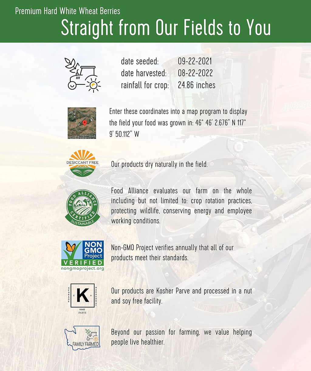 Hard White Wheat Berries 3-4 LB Kraft Bags, Non-GMO, Kosher M796474