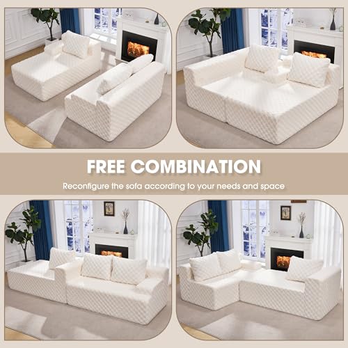 Modular Sectional Sofa L-Shape Couch with Oversized Chaise, Grey Stripe I49459
