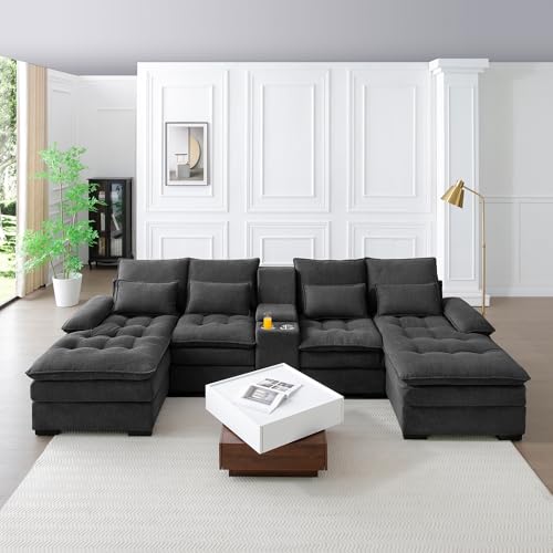 Oversized Modular Sectional Sofa with Movable Ottoman E909