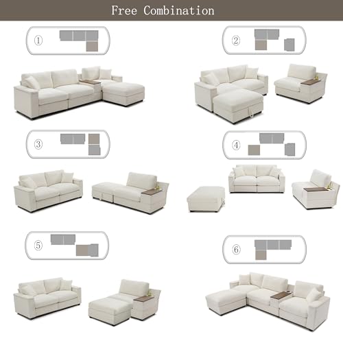 Oversized Modular Sectional Sofa with Movable Ottoman E909