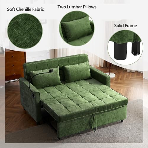 Merax 3 in 1 Convertible Sleeper Sofa Bed Futon with USB Ports, Brown V2286