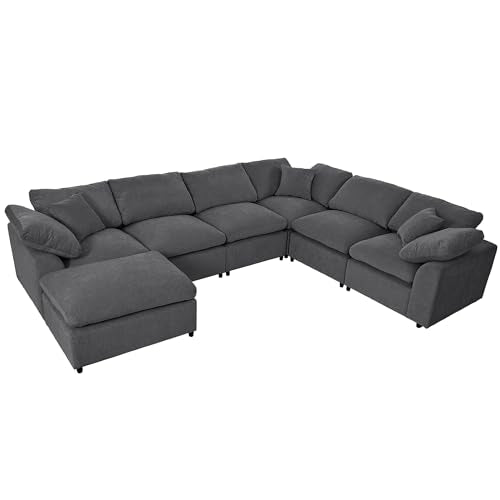 Oversized Modular Sectional Sofa with Movable Ottoman E909