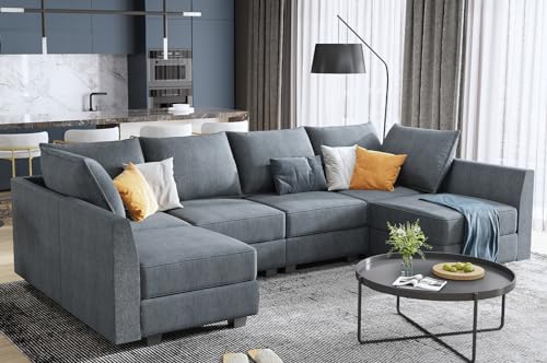HONBAY Modular Sectional Sofa U Shaped with Storage, Grey G638
