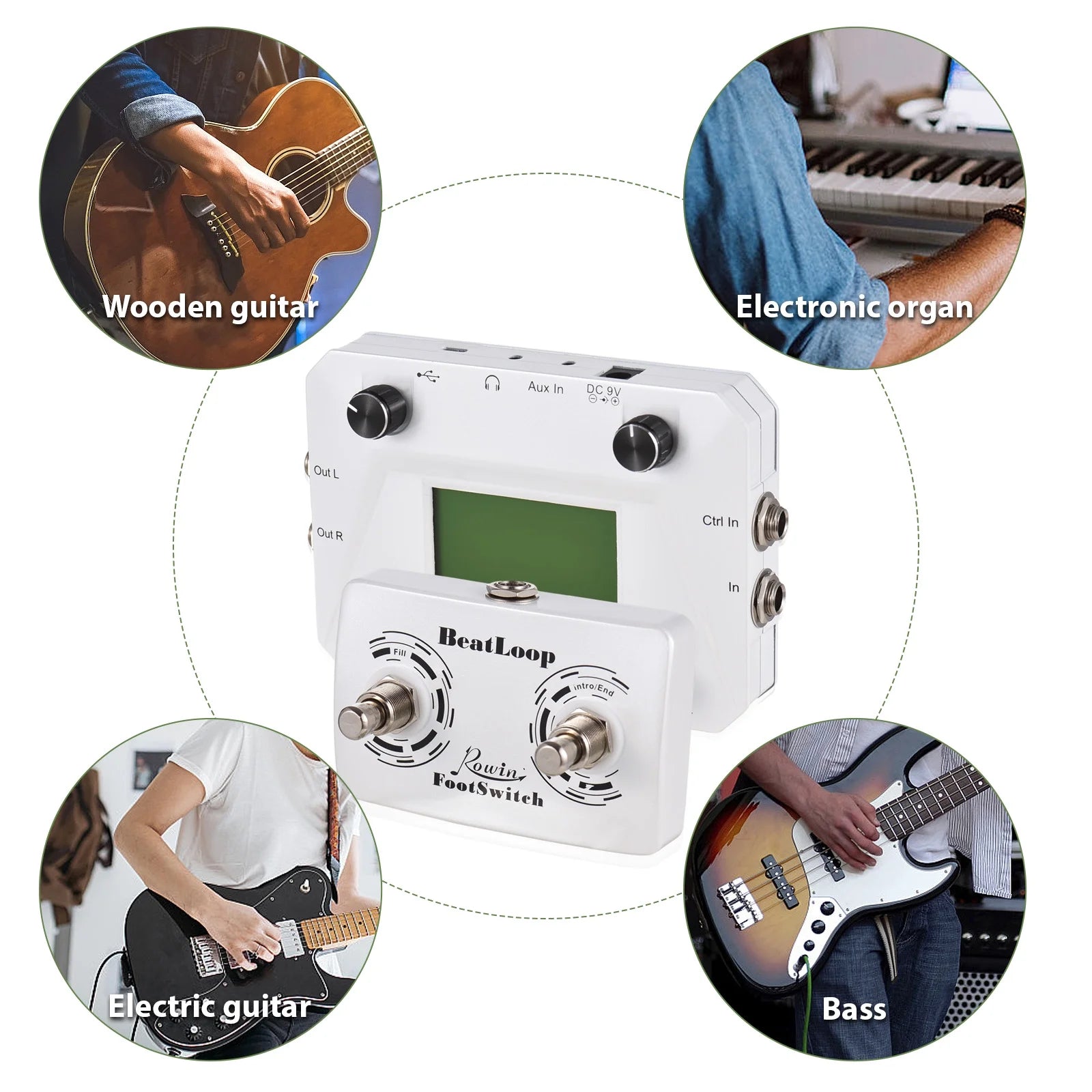 Nebublu Audio Effect Machine Pedal 40 Drums LCD Display 3.5mm Input J32853