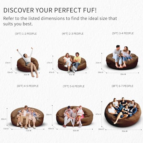 Bean Bag Chair for Adults 3FT, Soft Removable Cover, Light Gray M535251