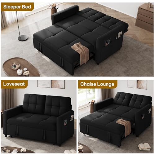 YITAHOME 55" Convertible Sofa Bed 3-in-1 Sleeper Sofa with Iron Frame, Grey L176893