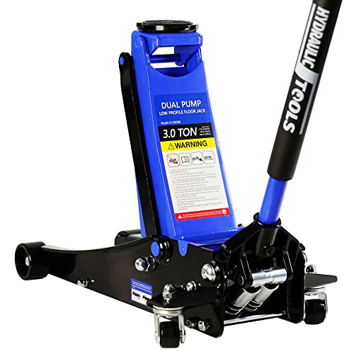 Pvillez Floor Jack, Heavy Duty Hydraulic Low Profile Steel Racing Jack, 2 Ton Capacity Blue H10635